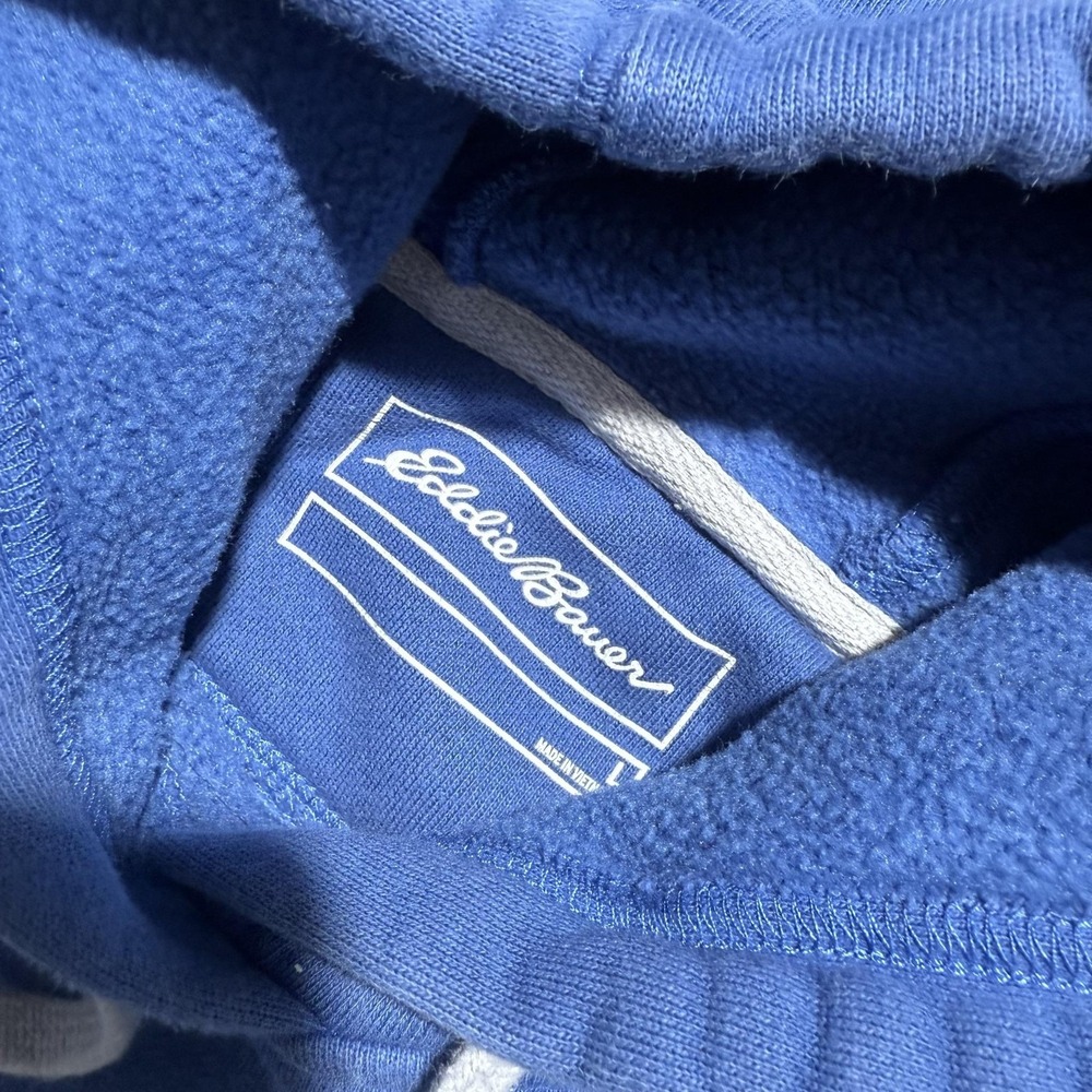 Eddie Bauer Hoodie Sweatshirt Mens Large Blue Pullover Fleece Kangaroo Pocket - Picture 3 of 5